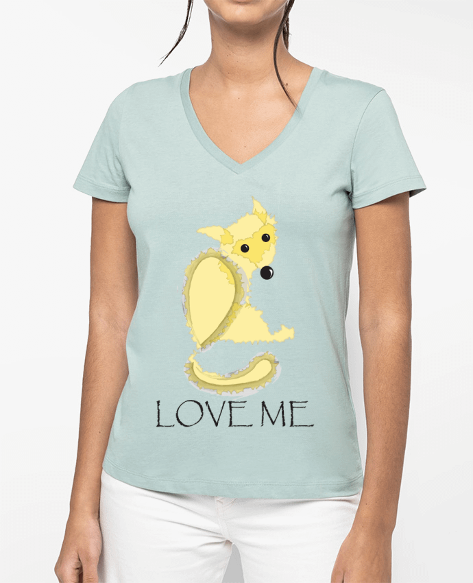 T-shirt femme col V Renard love me par illustraman