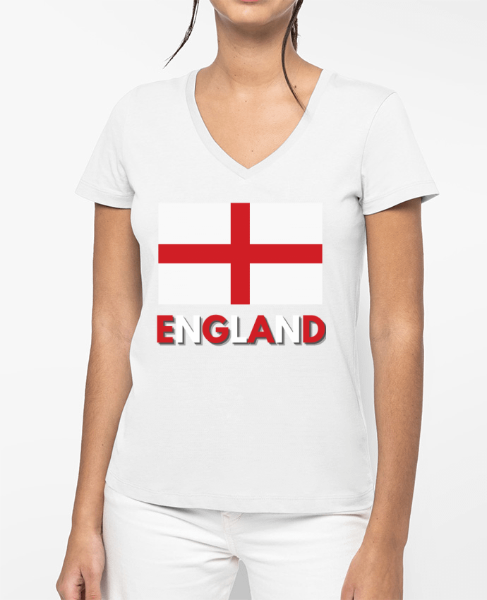 T-shirt femme col V Drapeau Angleterre par Anastasia