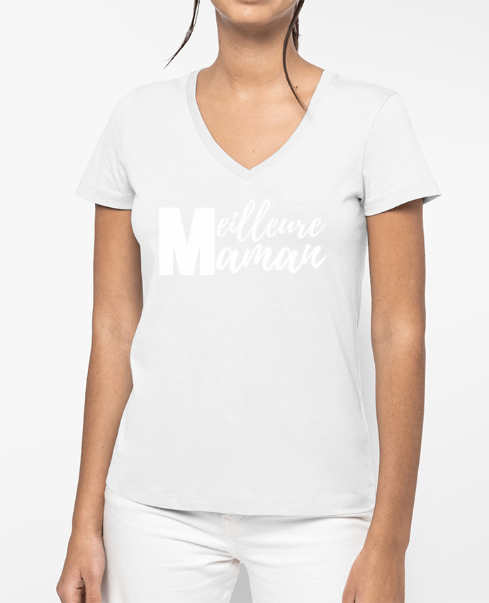 T-shirt femme col V Meilleure maman par Anastasia