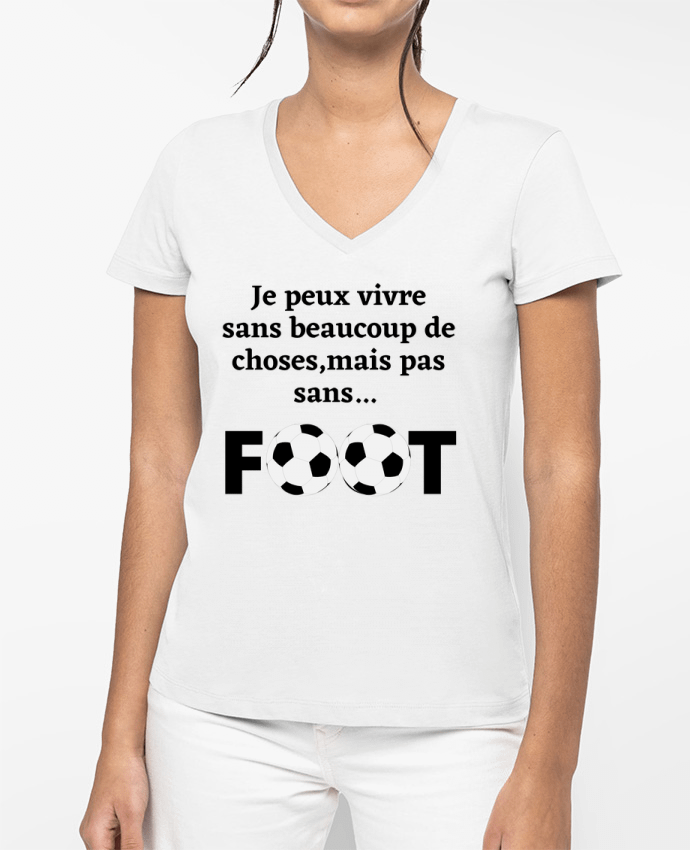 T-shirt femme col V Fou de foot par Anastasia