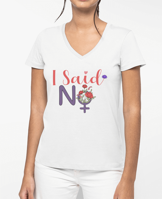T-shirt femme col V I said NO par Ladies