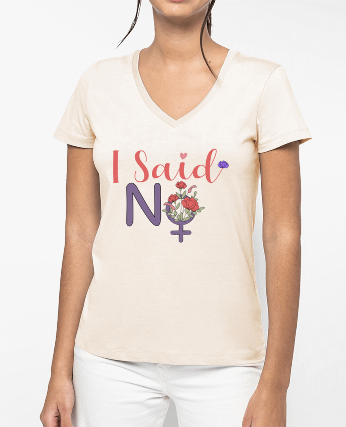 T-shirt femme col V I said NO par Ladies