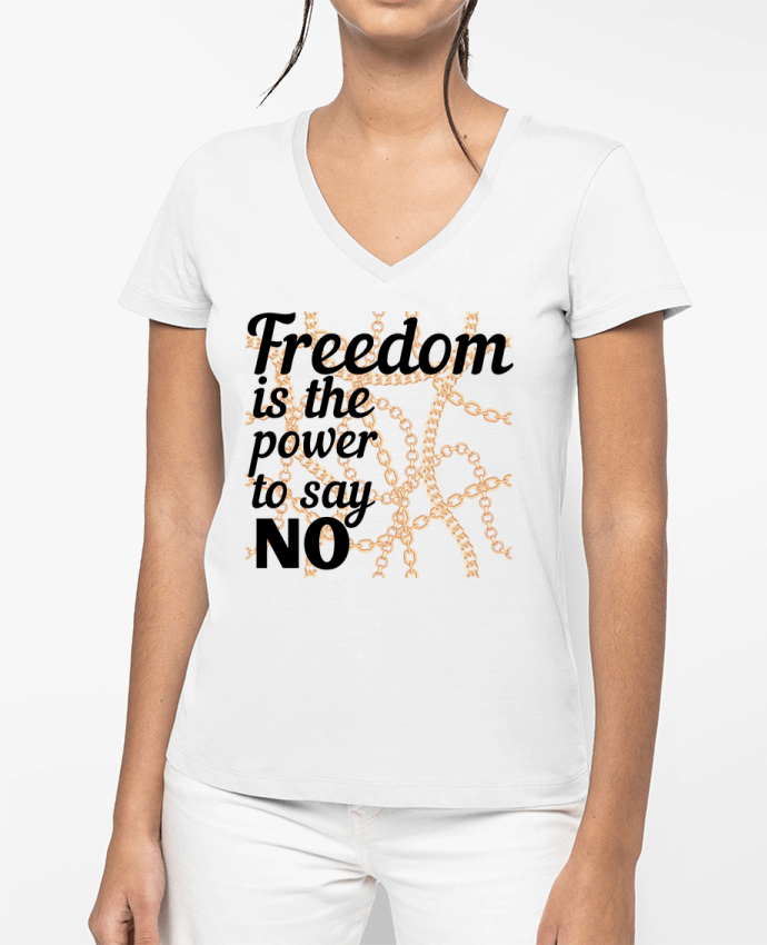 T-shirt femme col V Liberté par Anastasia
