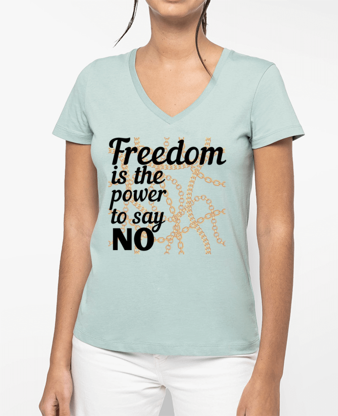 T-shirt femme col V Liberté par Anastasia