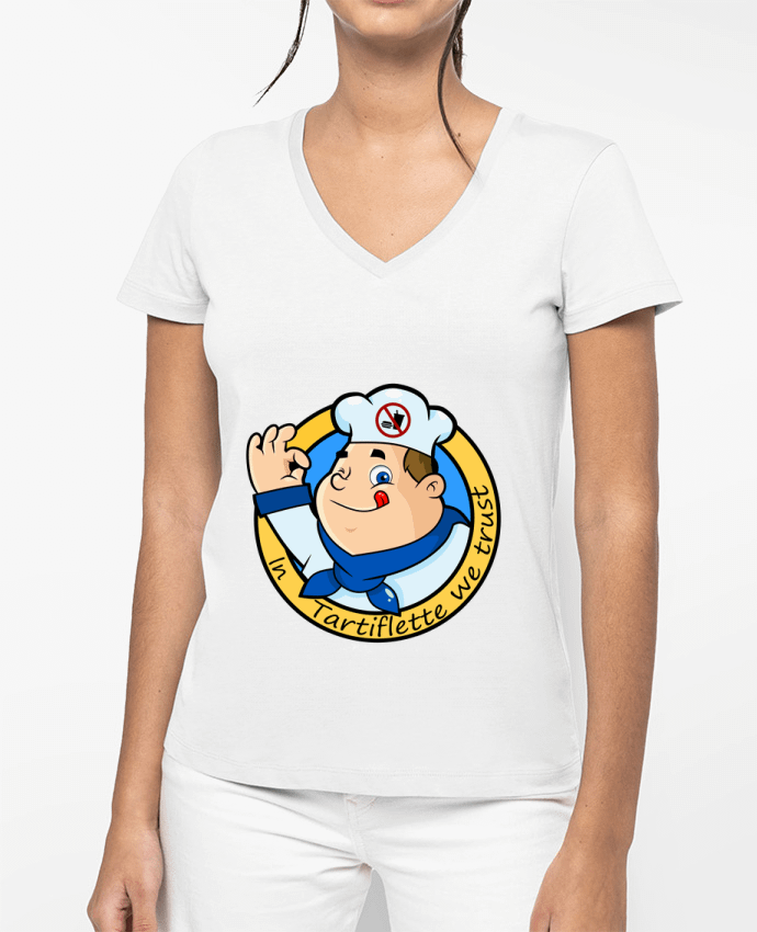 T-shirt femme col V Tartiflette par NoriskNimoDigitalArt