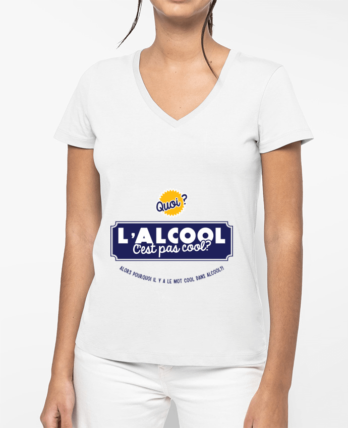 T-shirt femme col V L'alcool c'est cool par PTIT MYTHO