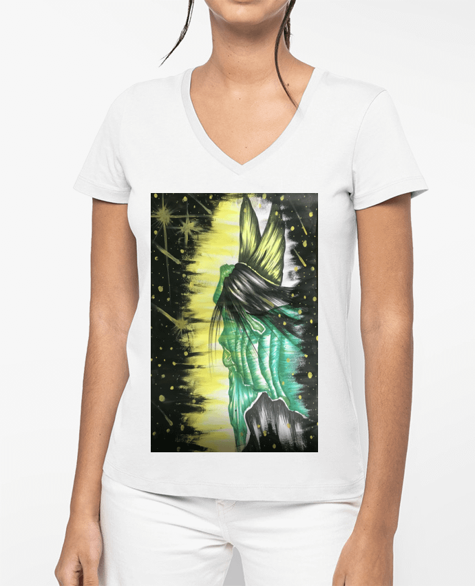 T-shirt femme col V angel par Kaoutar fashiondesigner
