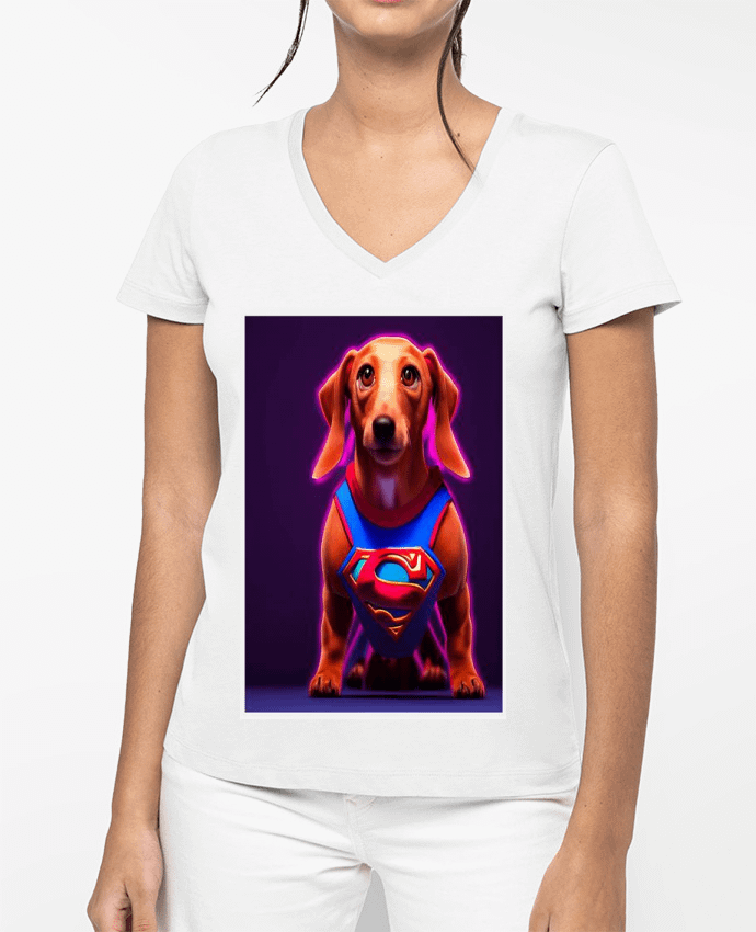 T-shirt femme col V Superdog! par a-Creations