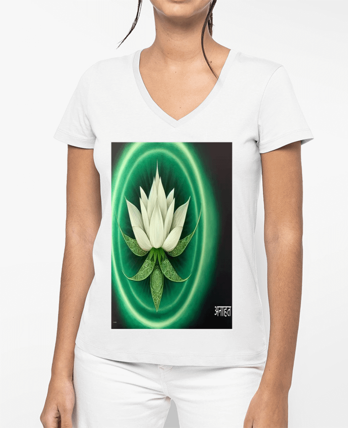 T-shirt femme col V Chakra Manipura Flor de Loto par a-Creations
