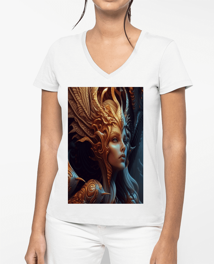 T-shirt femme col V Guerrera Vampira par a-Creations