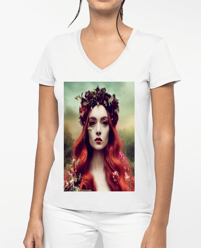 T-shirt femme col V Reina Pelirroja par a-Creations