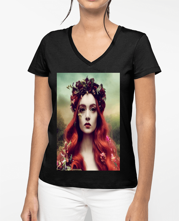 T-shirt femme col V Reina Pelirroja par a-Creations