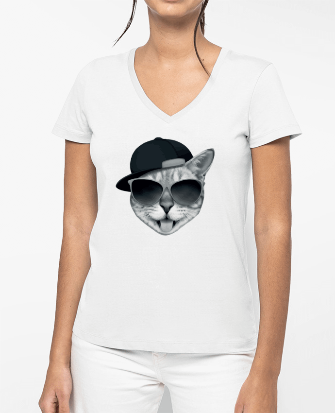 T-shirt femme col V Cool Cat par justsayin