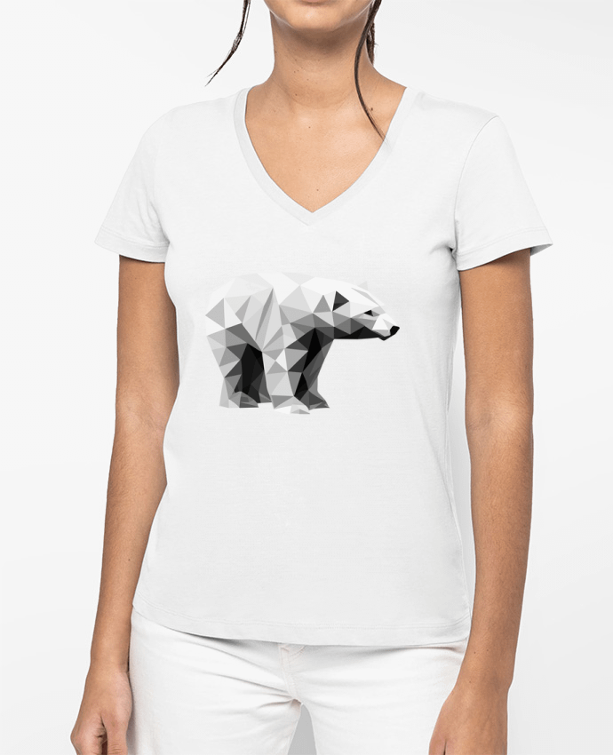 T-shirt femme col V Ours polaire par justsayin