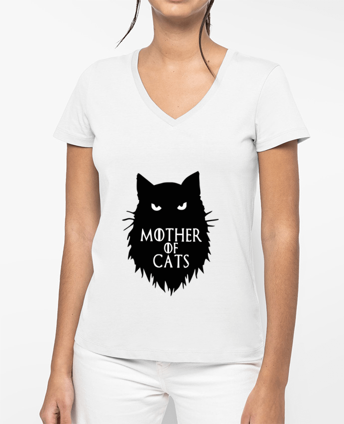 T-shirt femme col V Mother of Cats par Geekshow