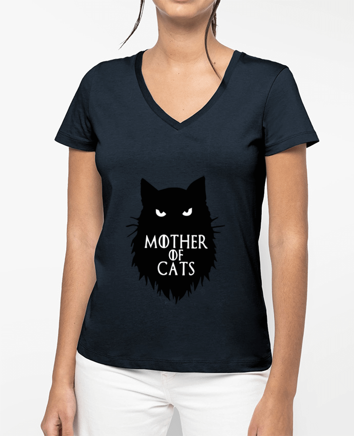 T-shirt femme col V Mother of Cats par Geekshow