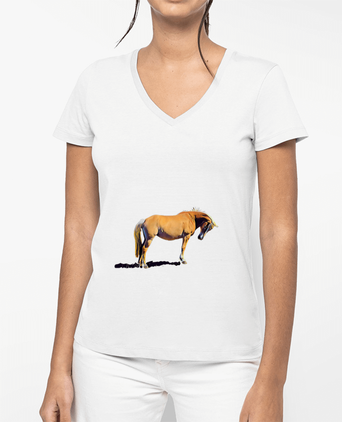 T-shirt femme col V Haflinger par Cafeine