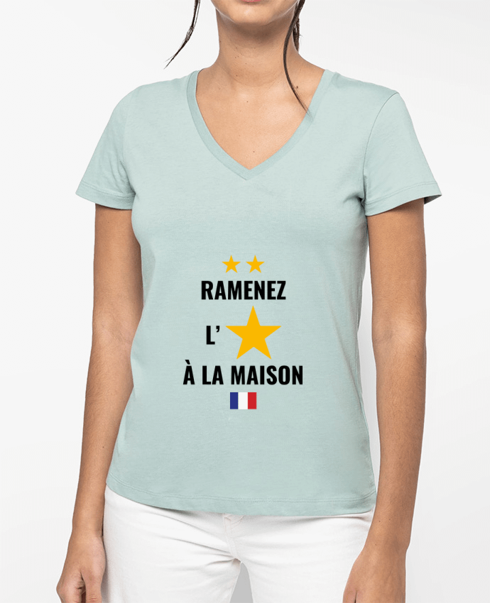 T-shirt femme col V Ramenez l'étoile à la maison par Vixual