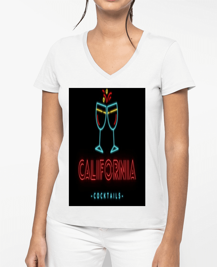 T-shirt femme col V CALIFORNIA cocktails par ilyaseedit