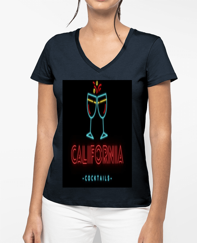 T-shirt femme col V CALIFORNIA cocktails par ilyaseedit