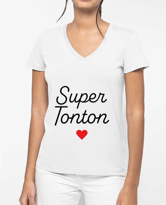 T-shirt femme col V Super Tonton par Mademoiselle Polly