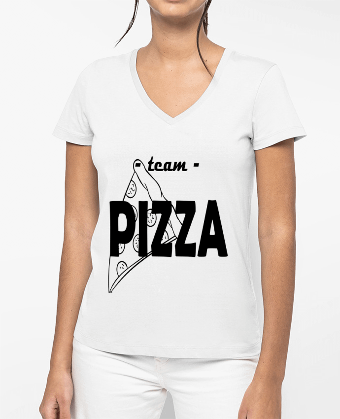 T-shirt femme col V team pizza par gc art