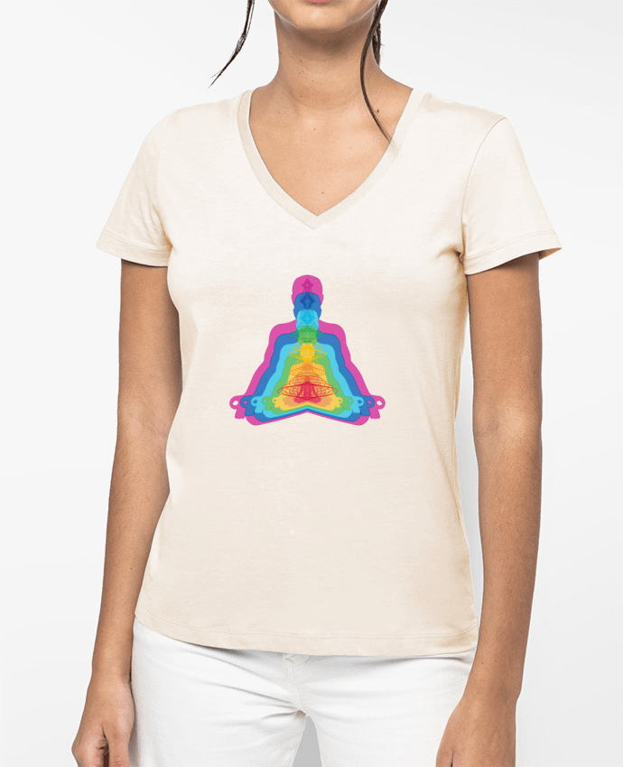 T-shirt femme col V SEVEN LAYERS par Santiaguen