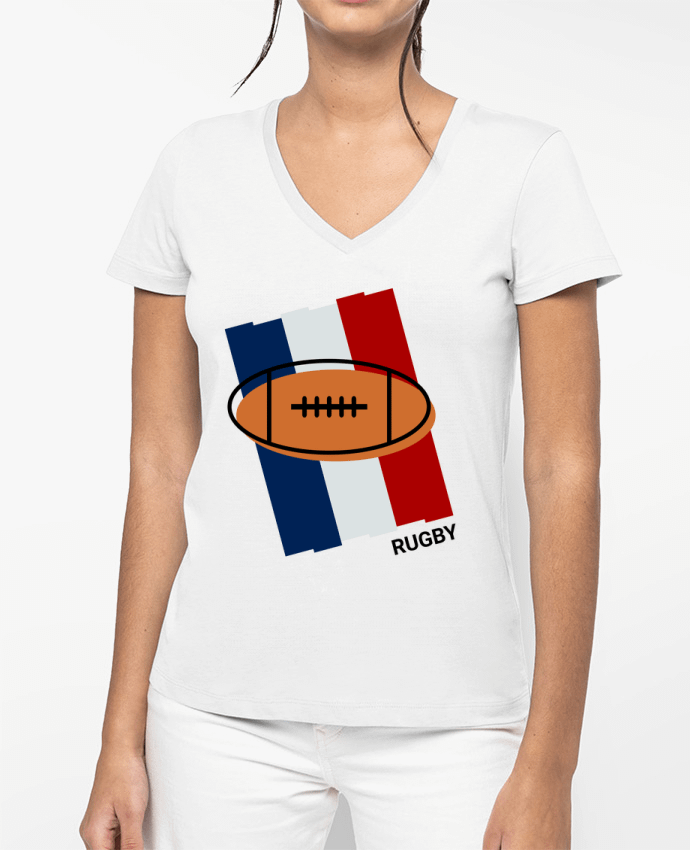 T-shirt femme col V Rugby France par zabceroni