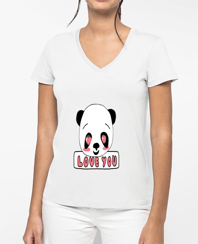 T-shirt femme col V i love you par Ivonne Granillo
