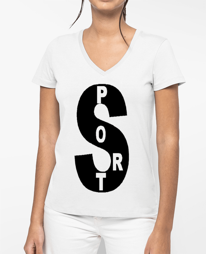 T-shirt femme col V TOP  DESIGN  SPORT par FIRST  STAR