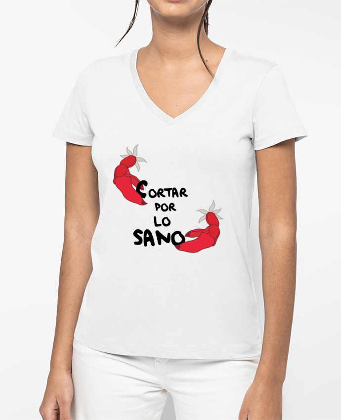 T-shirt femme col V CORTAR par Santiaguen