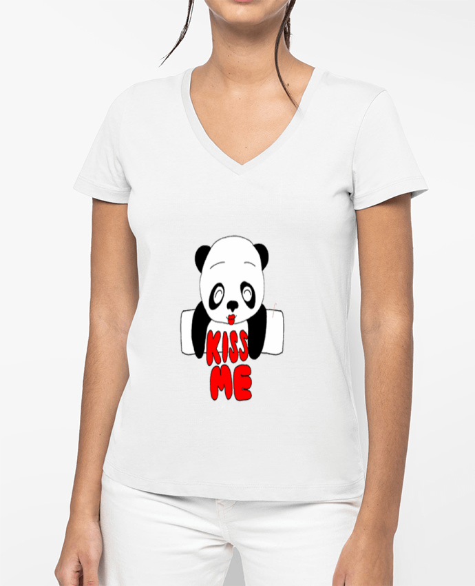 T-shirt femme col V kiss me par Ivonne Granillo