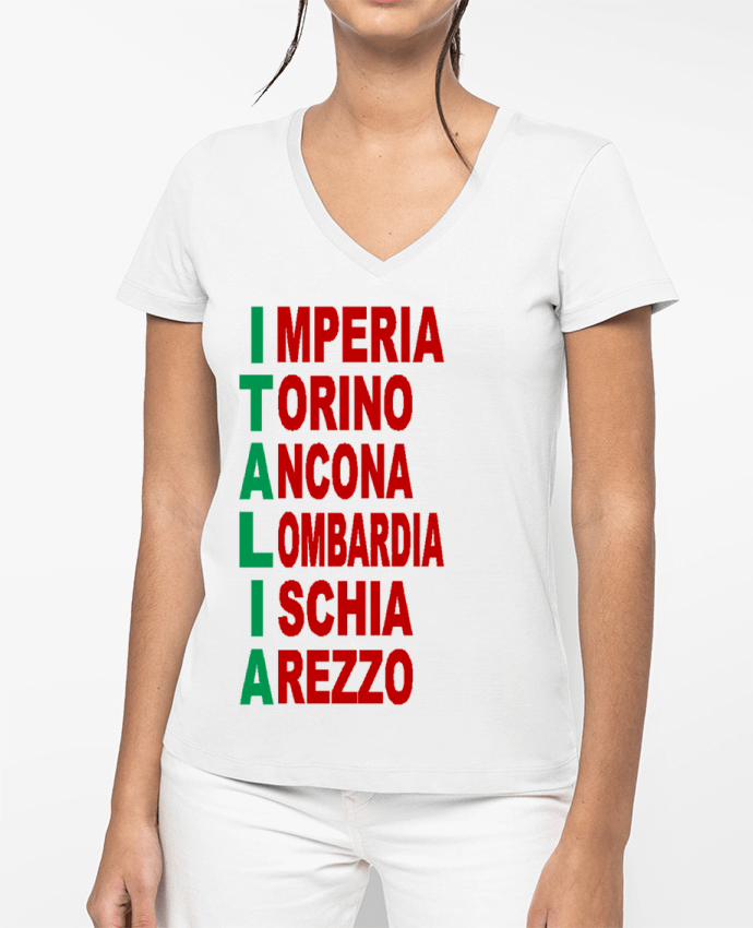 T-shirt femme col V TOURISME  ITALIA par FIRST  STAR