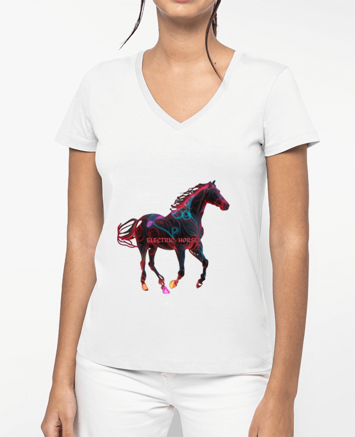 T-shirt femme col V un cheval à celui qui trouve la vérité par Nasa shop