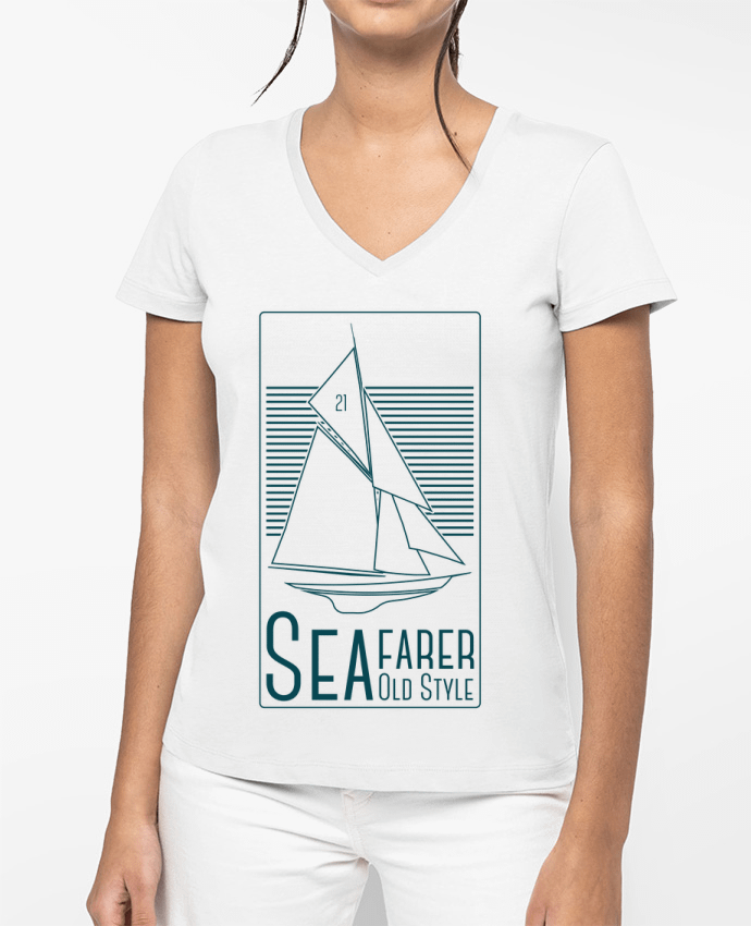 T-shirt femme col V SeaFarer Old Style par Geronimo Gorilla SylverBack