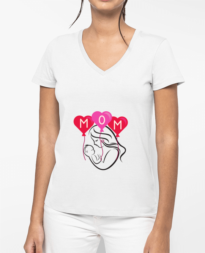 T-shirt femme col V maman par ayadesigne