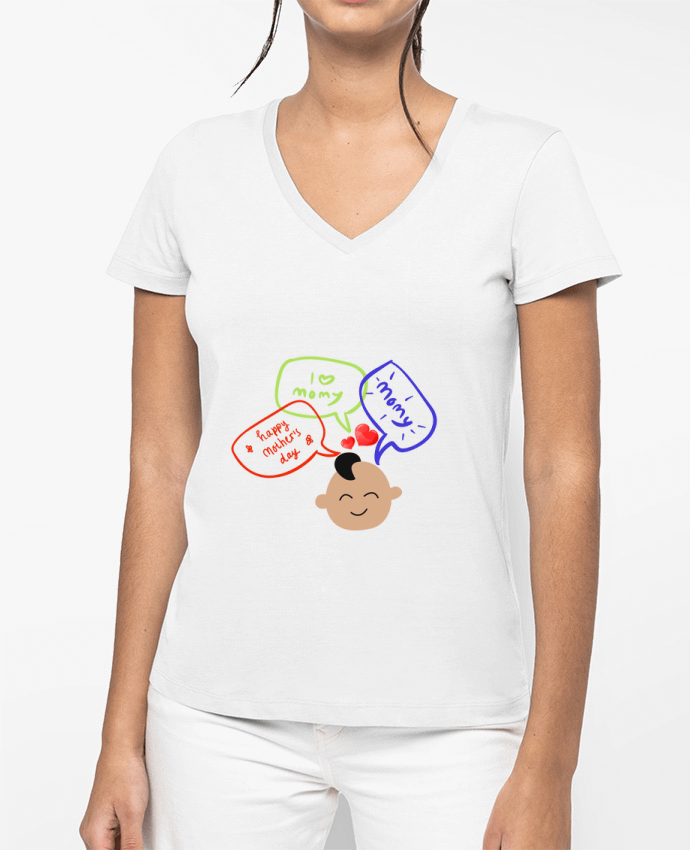 T-shirt femme col V maman  love y par ayadesigne