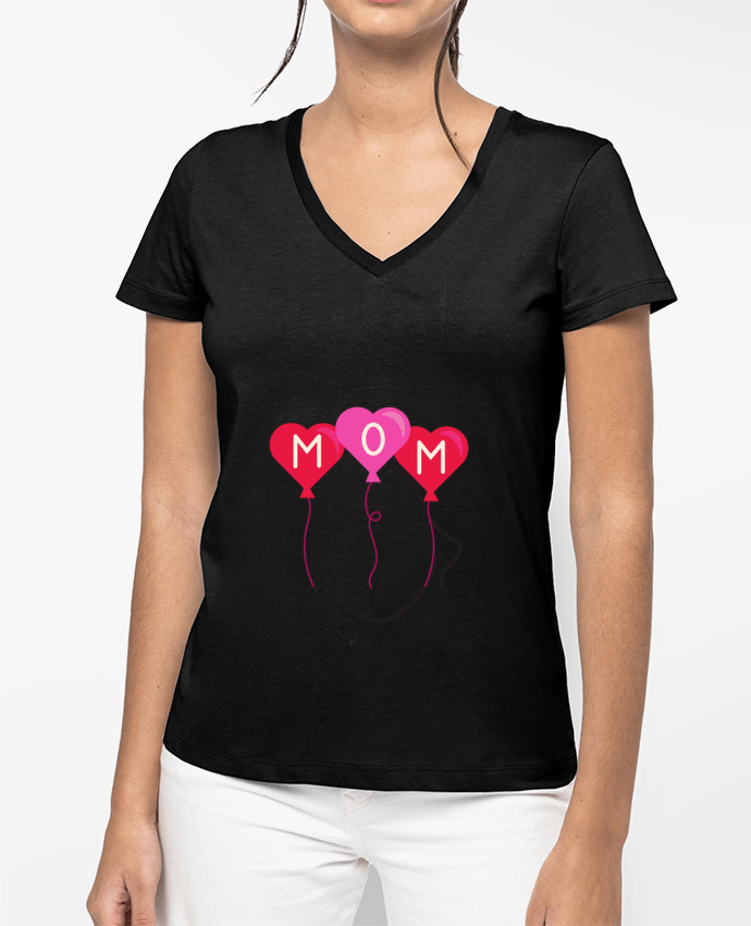 T-shirt femme col V maman par ayadesigne