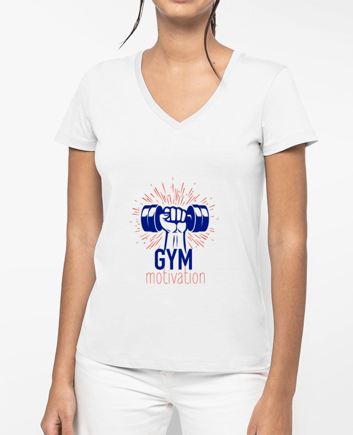 T-shirt femme col V Gym motivation par Angesalda