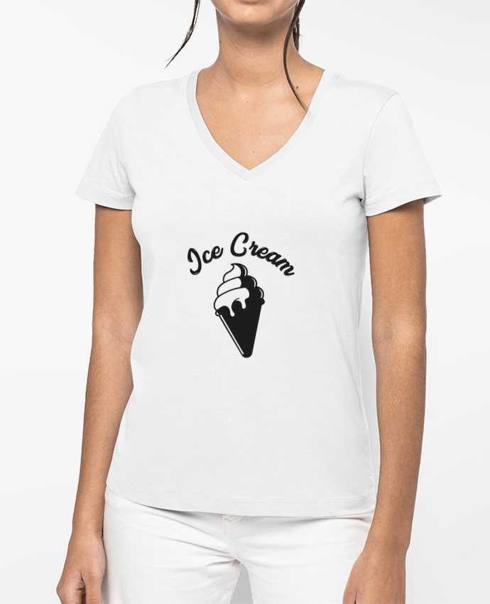 T-shirt femme col V Ice Cream par Caelina