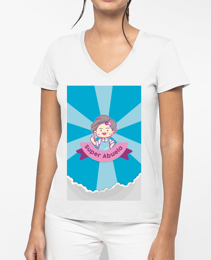 T-shirt femme col V Super abuela par Angesalda