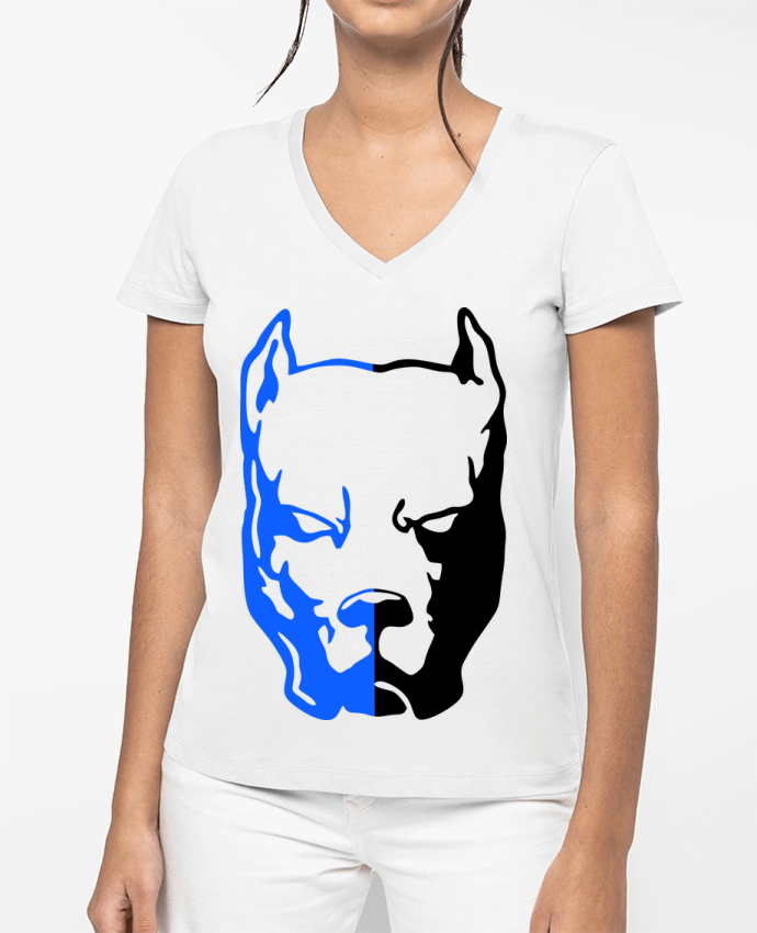 T-shirt femme col V pitbull 2 colores par Ferreirp