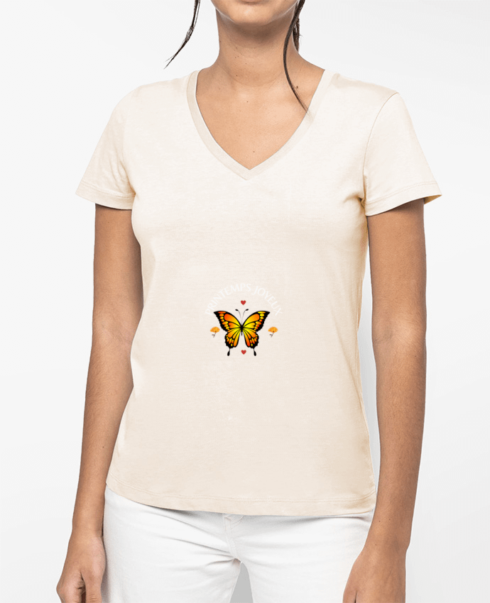 T-shirt femme col V PAPILLON par EliseDesign