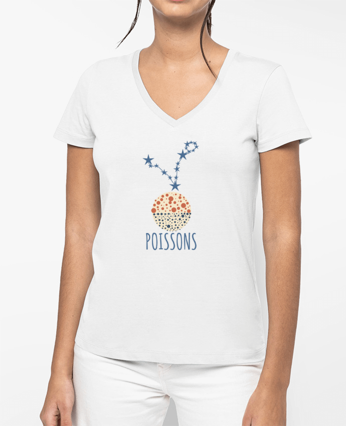 T-shirt femme col V Poissons par Les Caprices de Filles
