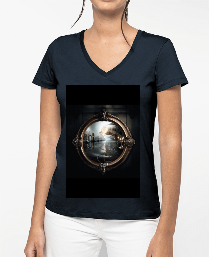 T-shirt femme col V Meta-Mirror par cosmicblend