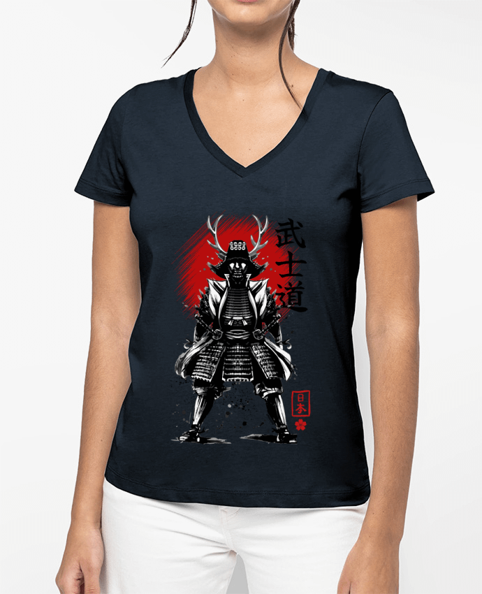 T-shirt femme col V La voie du samouraï - bushido par LM2Kone