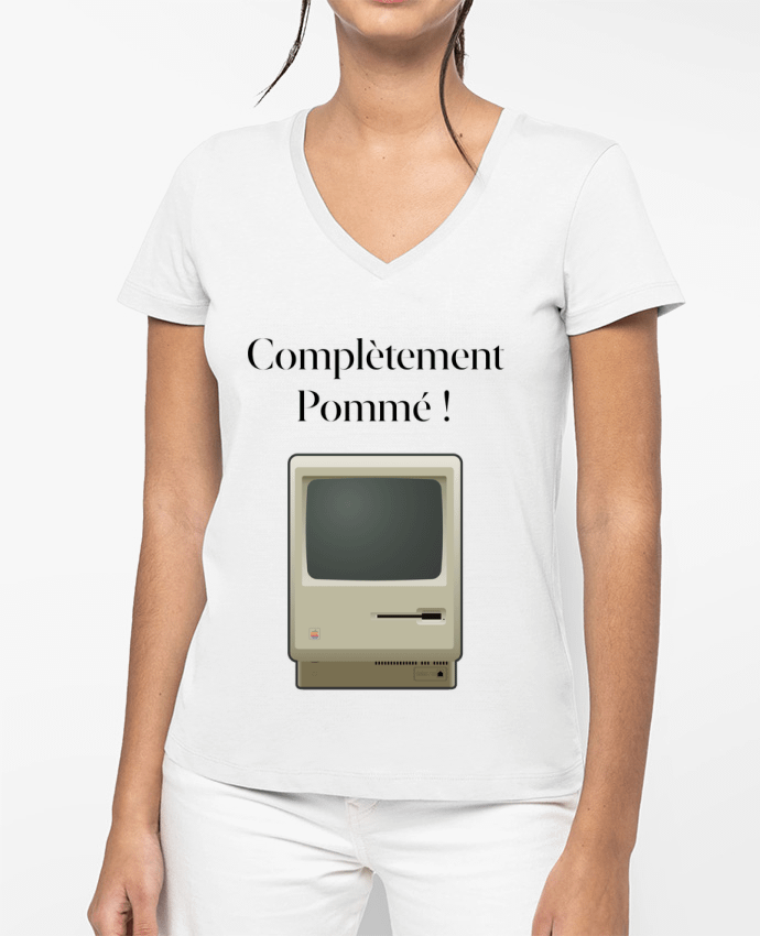 T-shirt femme col V Complètement Pommé Classic Mac par Nicolaiev