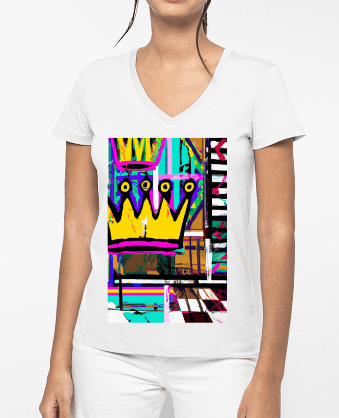 T-shirt femme col V Basquiat inspiration par USO