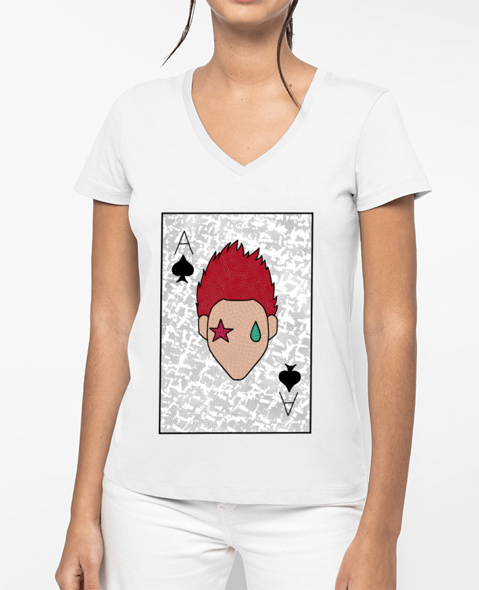 T-shirt femme col V Carte par Sazuka