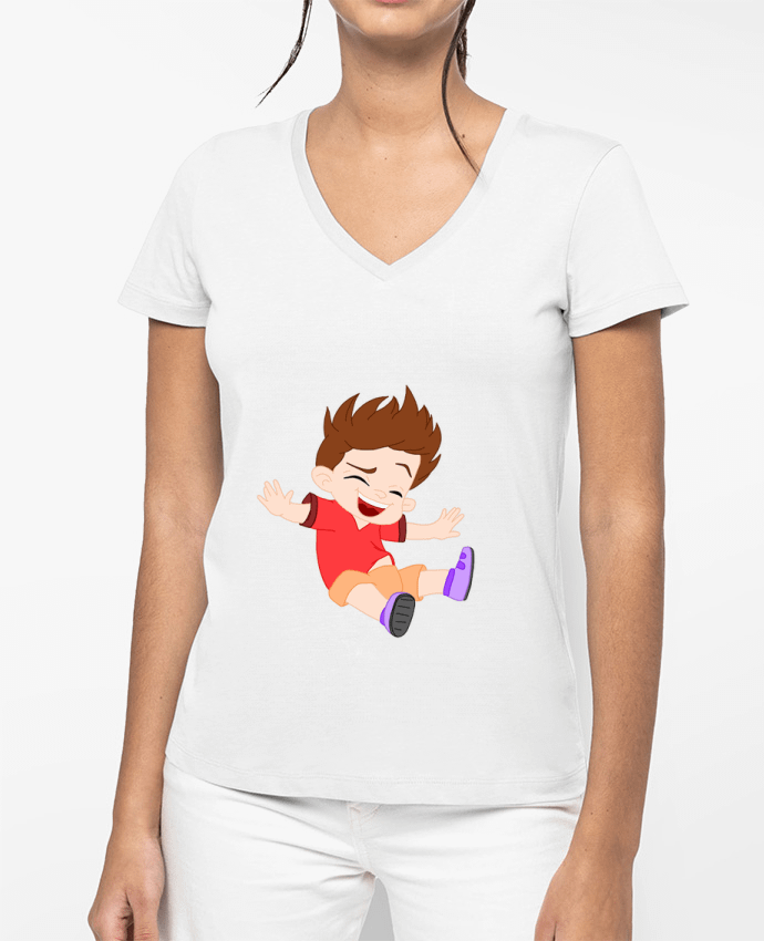 T-shirt femme col V Baby Jump par Sazuka